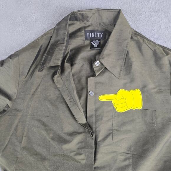 Finity‎ Womens Silk Blouse Top 3/4 Sleeve  Size 10 Button Down Green - Picture 4 of 10